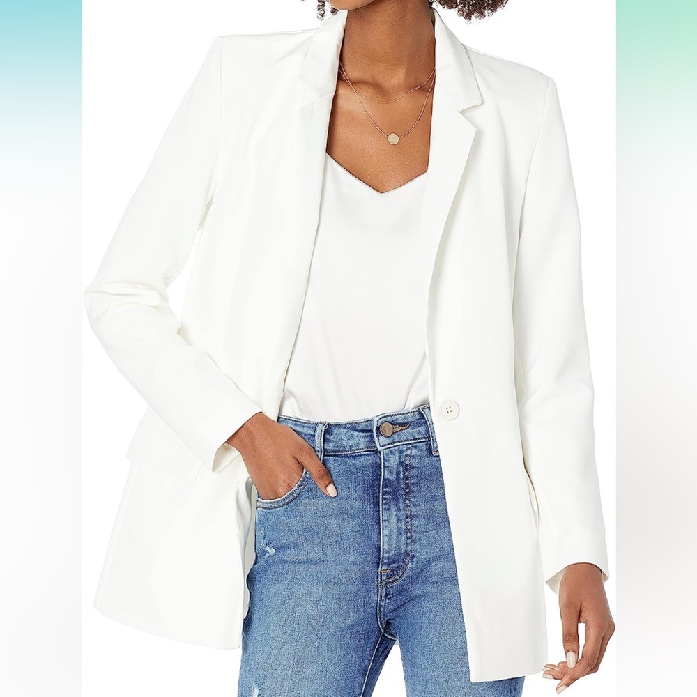 The Drop Women’s Blake long white blazer
